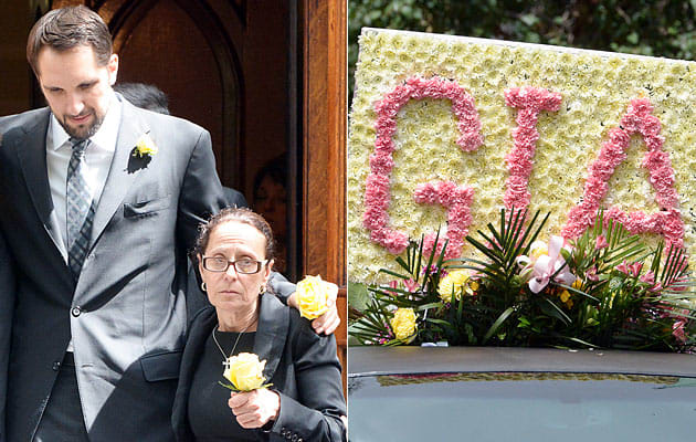 Anderson and Gia's mother, Donna Micheletti, at Allemand's funeral in August 2013.